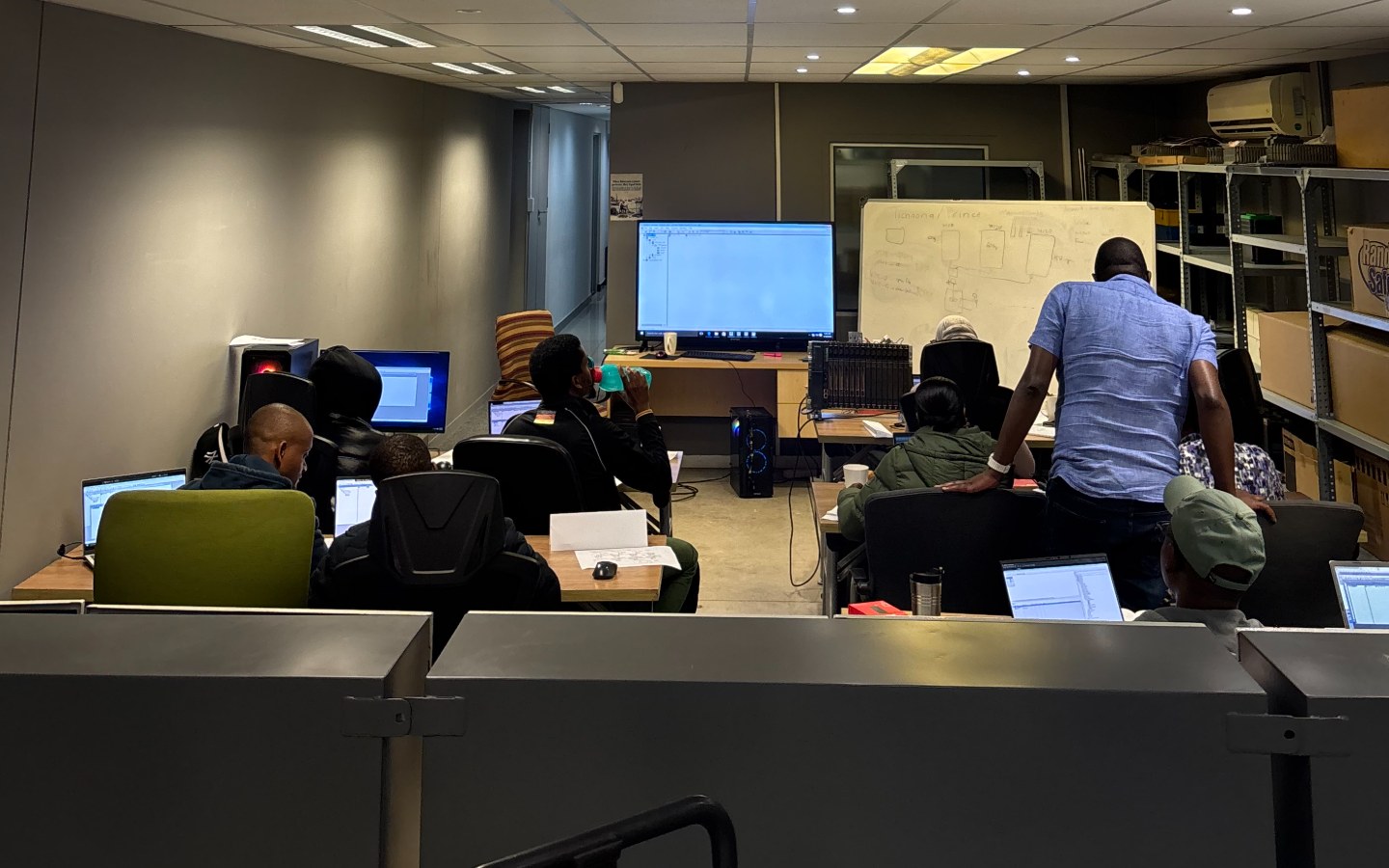 A class working through Siemens PLC training at our Midrand centre
